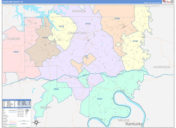 Crawford County, IN Zip Code Map