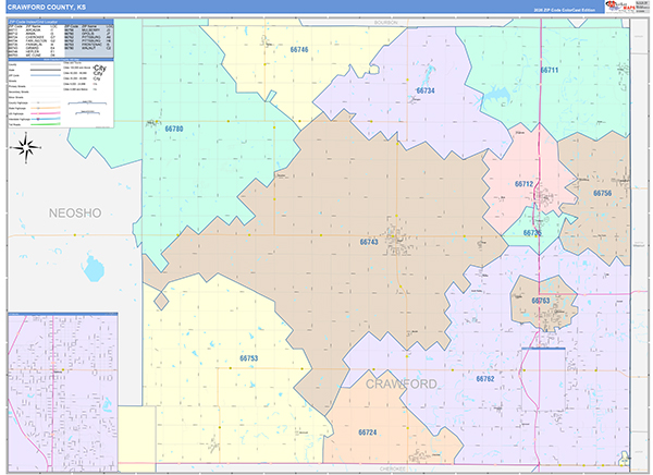 Crawford County, KS Zip Code Map