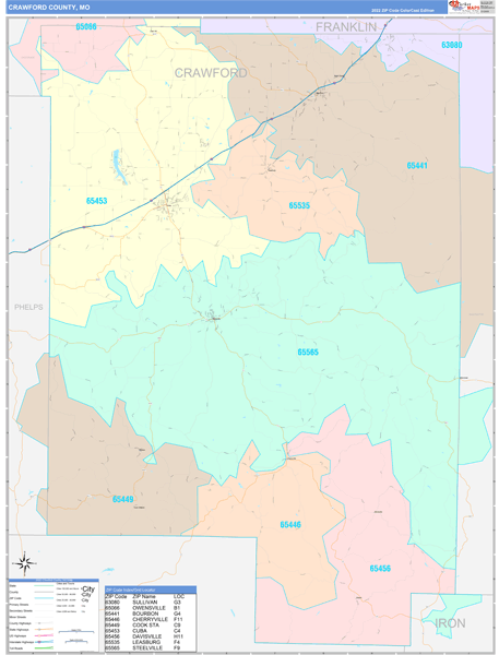 Crawford County, MO Wall Map