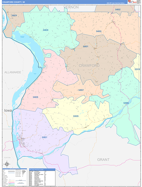 Crawford County, WI Zip Code Map