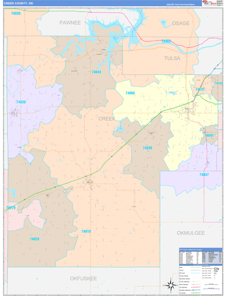 Creek County, OK Zip Code Map