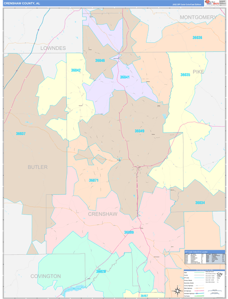 Crenshaw County, AL Zip Code Map