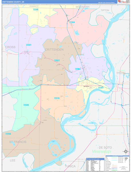 Crittenden County, AR Wall Map