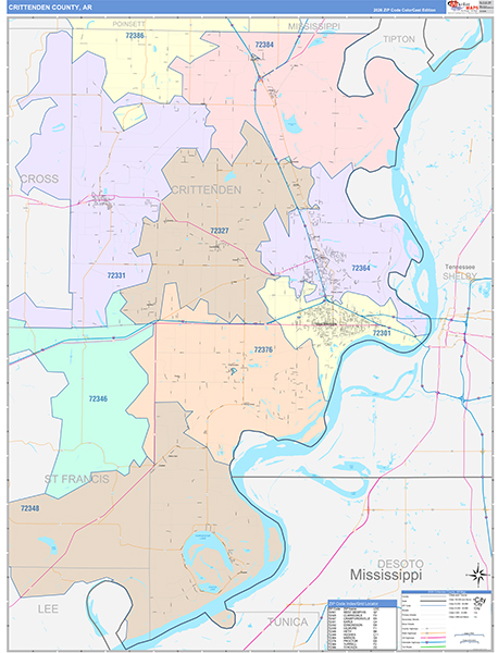 Crittenden County, AR Zip Code Map