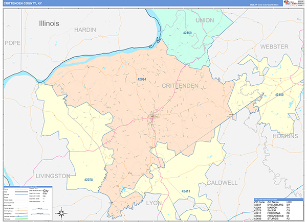 Crittenden County, KY Zip Code Map