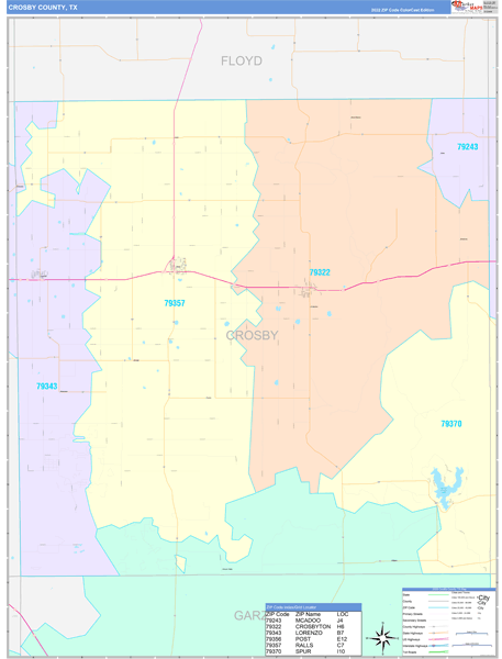 Crosby County, TX Wall Map