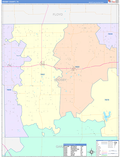 Crosby County, TX Zip Code Map
