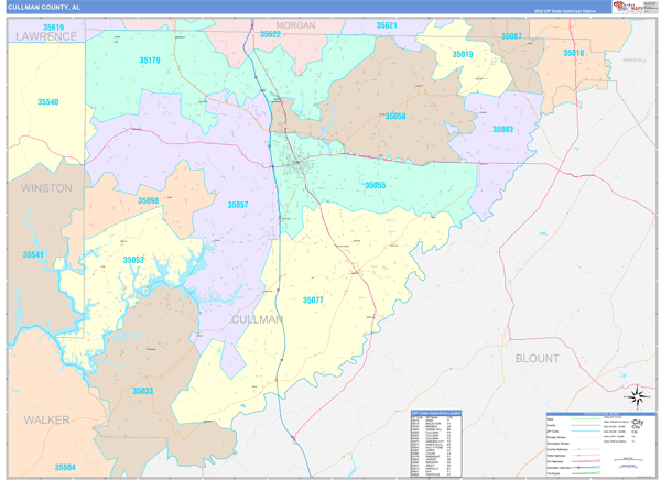 Cullman County, AL Zip Code Map
