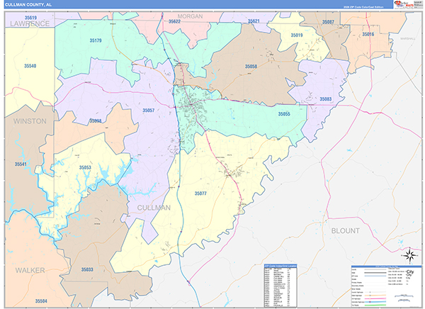 Cullman County, AL Zip Code Map