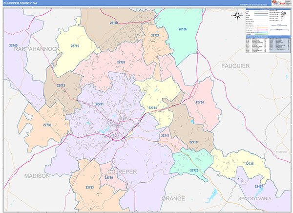 Culpeper County, VA Zip Code Map
