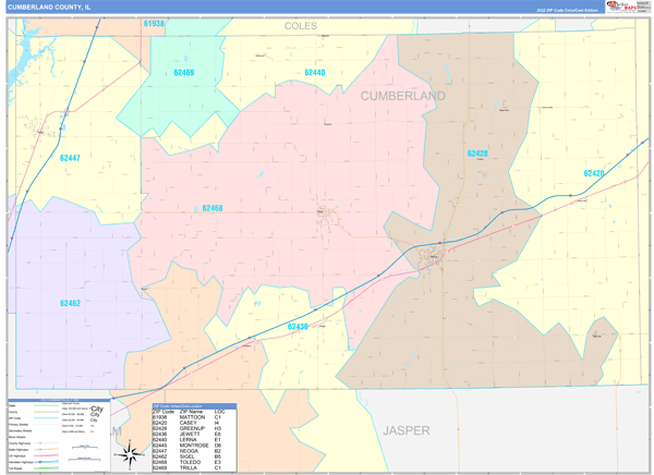 Cumberland County, IL Wall Map