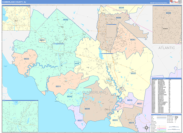 Cumberland County, NJ Zip Code Map