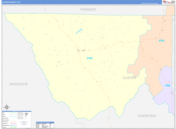 Custer County Digital Map Color Cast Style