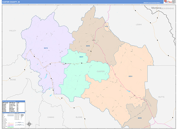Custer County, ID Zip Code Map