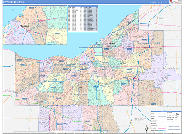 Cuyahoga County, OH Zip Code Map