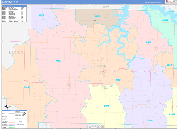 Dade County, MO Wall Map