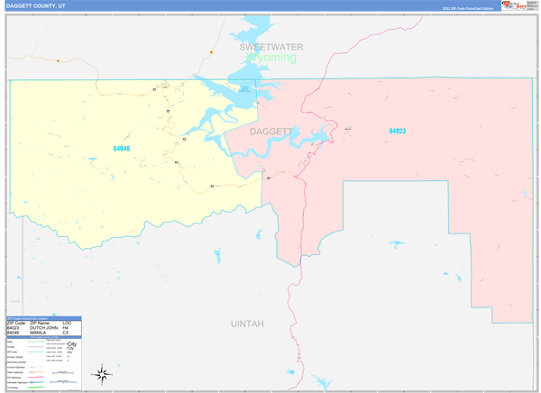 Daggett County Digital Map Color Cast Style