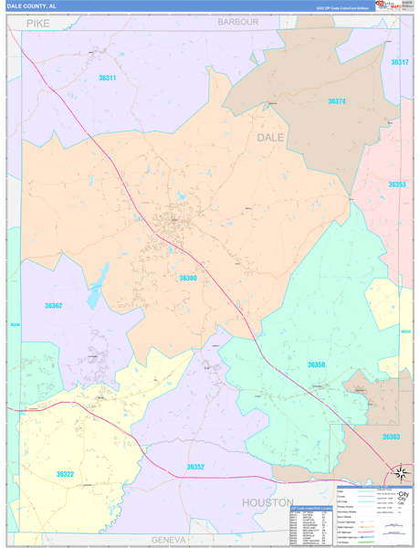 Dale County, AL Wall Map