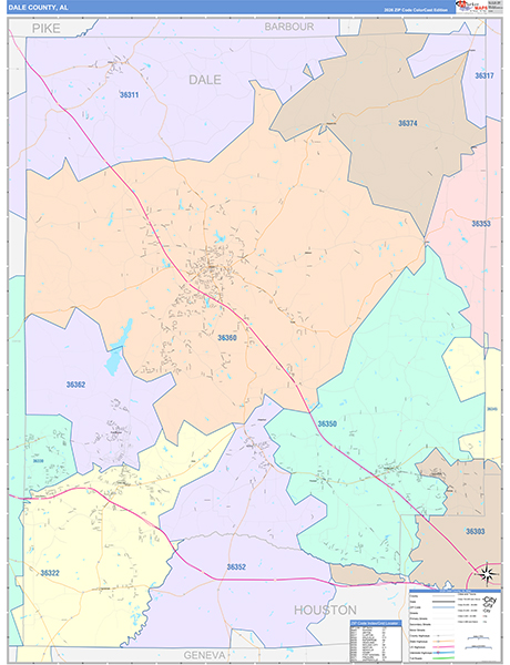 Dale County, AL Wall Map