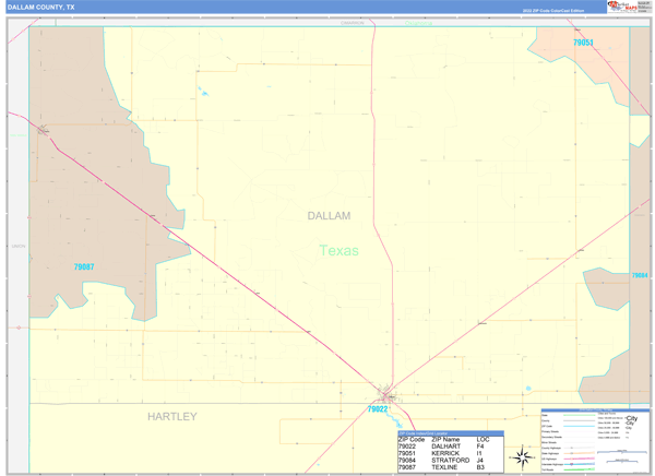 Dallam County, TX Zip Code Map