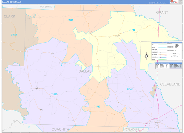 Dallas County, AR Zip Code Map