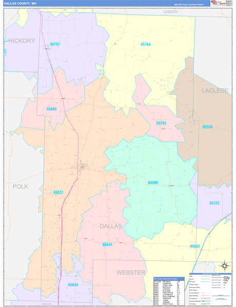 Dallas County, MO Zip Code Map
