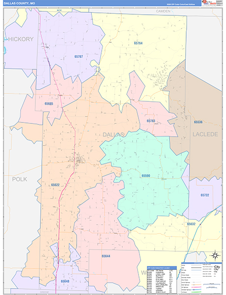 Dallas County, MO Zip Code Map