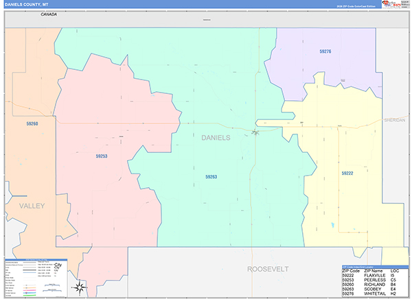 Daniels County, MT Wall Map