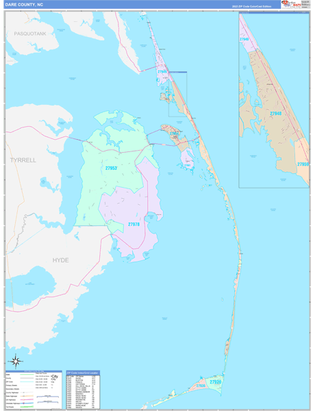 Dare County Digital Map Color Cast Style
