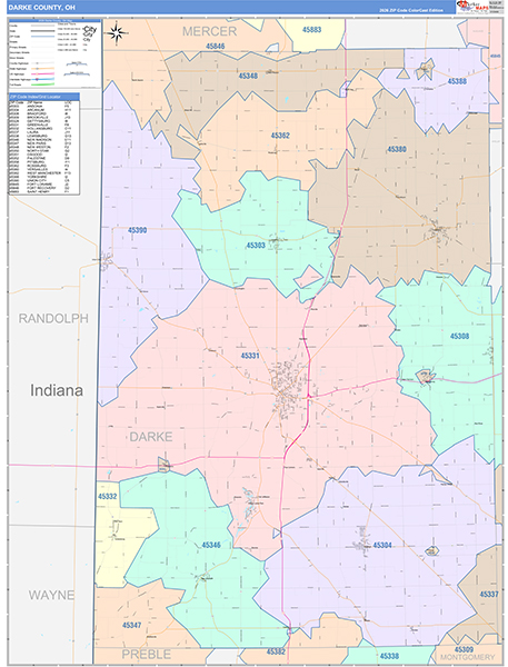 Darke County, OH Map Color Cast Style
