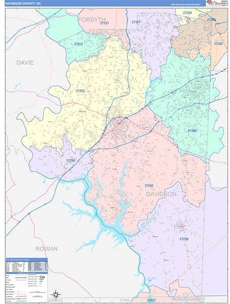 Davidson County, NC Wall Map