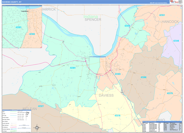 Daviess County, KY Zip Code Map
