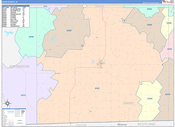 Davis County, IA Zip Code Map