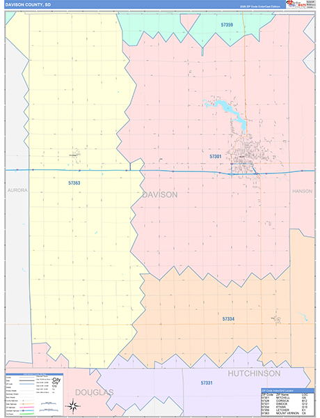 Davison County, SD Zip Code Map
