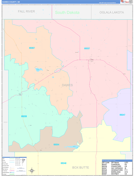 Dawes County Digital Map Color Cast Style