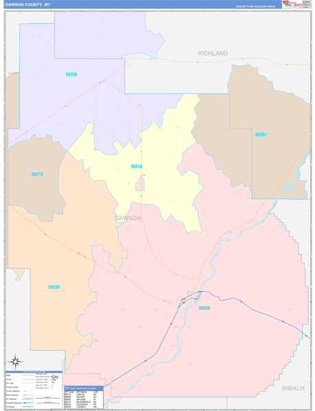 Dawson County, MT Wall Map
