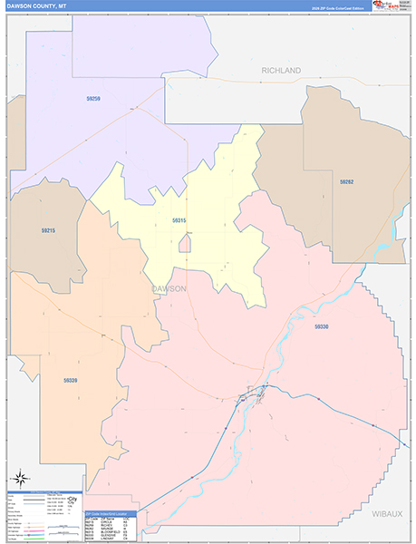 Dawson County, MT Wall Map