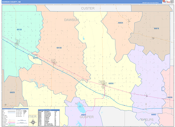 Dawson County, NE Zip Code Map