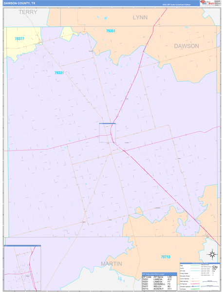 Dawson County, TX Zip Code Map