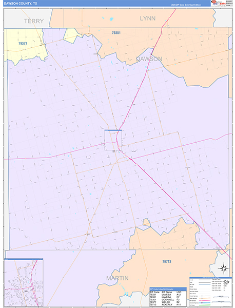 Dawson County, TX Zip Code Map