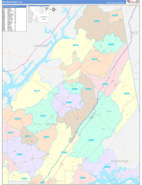DeKalb County, AL Zip Code Map