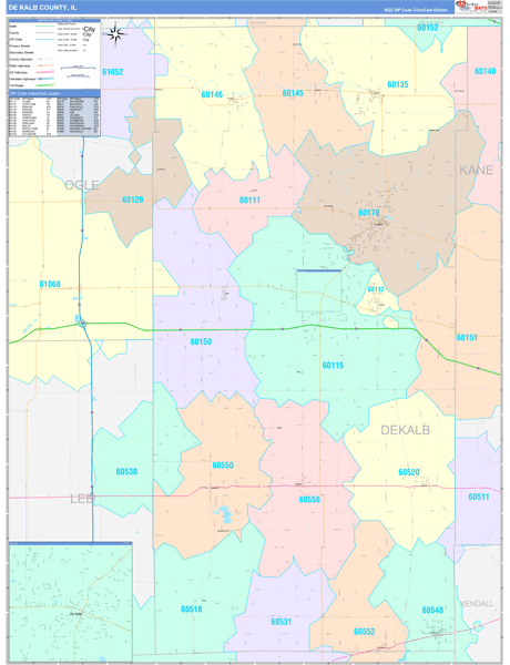 DeKalb County, IL Zip Code Map