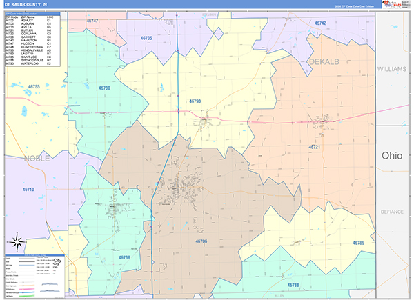 DeKalb County, IN Zip Code Map