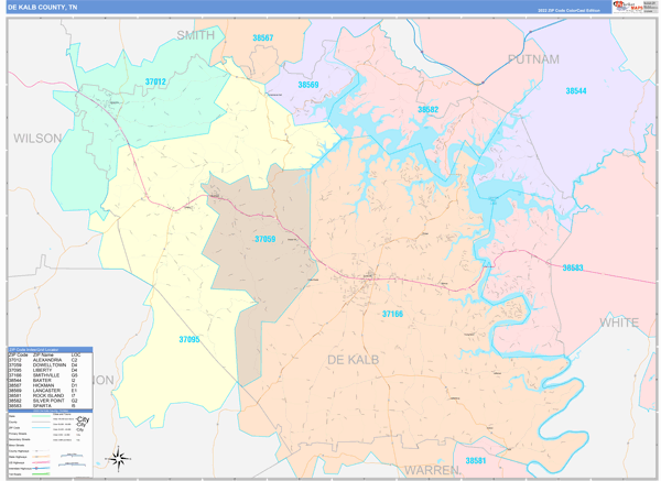 DeKalb County, TN Zip Code Map