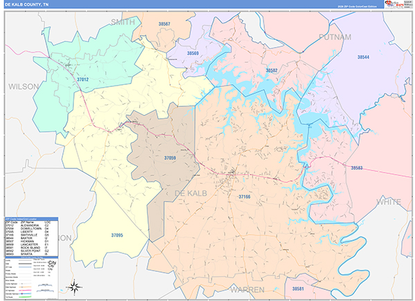DeKalb County, TN Zip Code Map