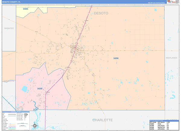 DeSoto County, FL Zip Code Map