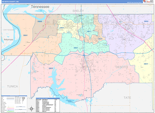 DeSoto County, MS Zip Code Map