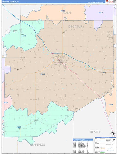 Decatur County, IN Zip Code Map