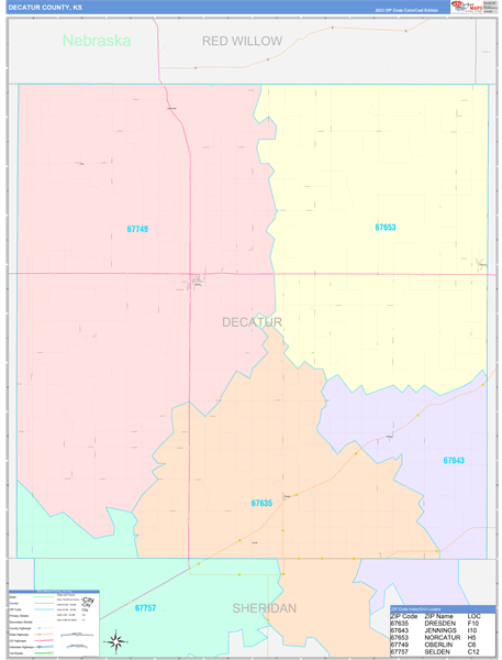 Decatur County, KS Zip Code Map
