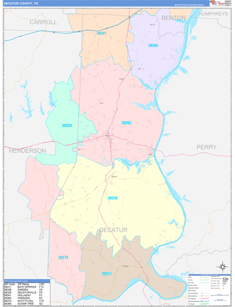Decatur County, TN Zip Code Map